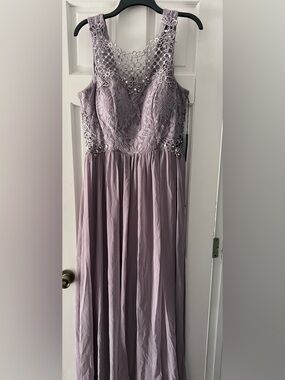 City Triangles Dusty Lavender Lace Bodice Dress